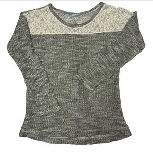 Maurices Green Marbled Knit with Lace Sweater